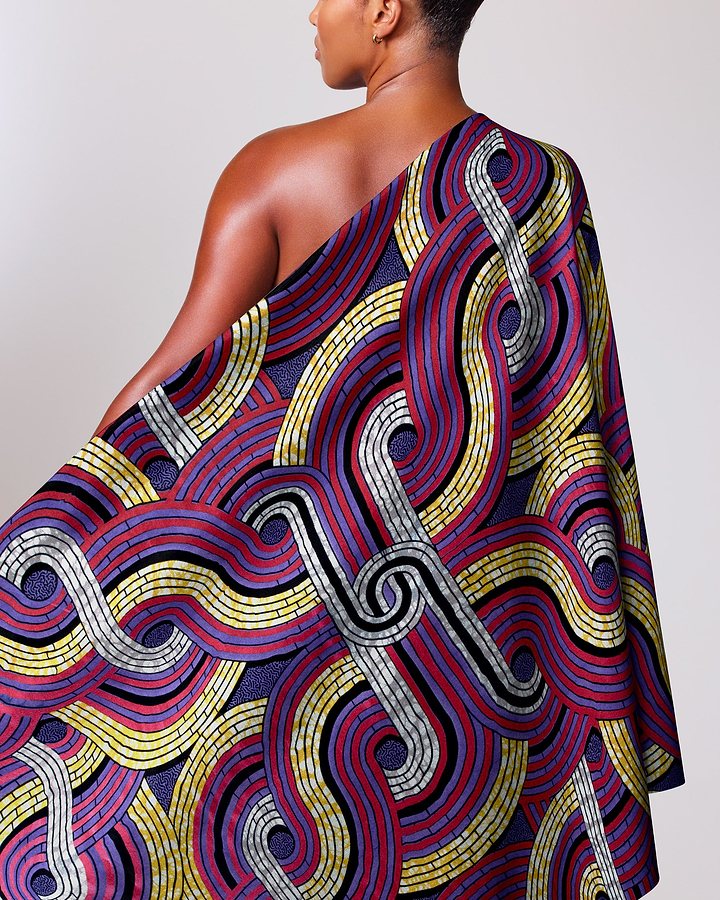 Vibrant one-shoulder wrap dress bold super-wax vls6046.020