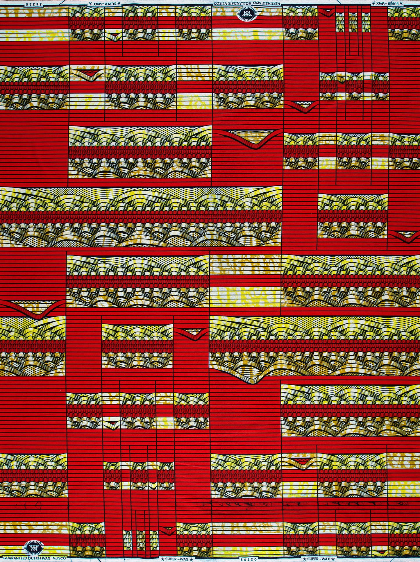 Vibrant red gold patterned african super-wax vls6220.002