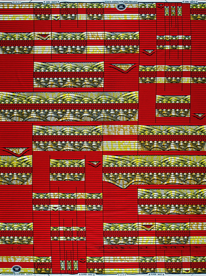 Vibrant red gold patterned african super-wax vls6220.002