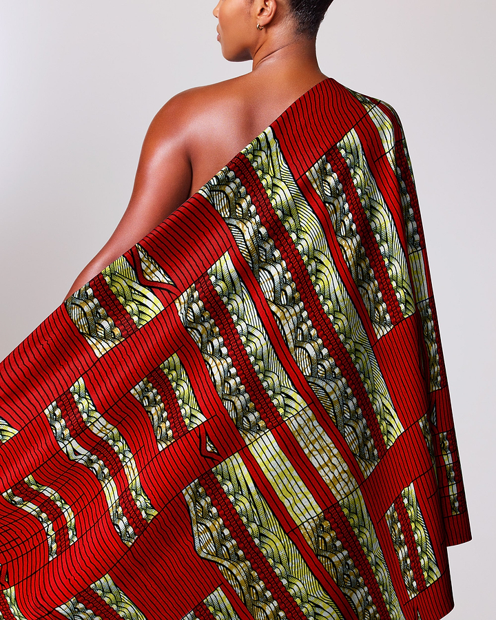 Vibrant red green patterned african super-wax vls6220.002