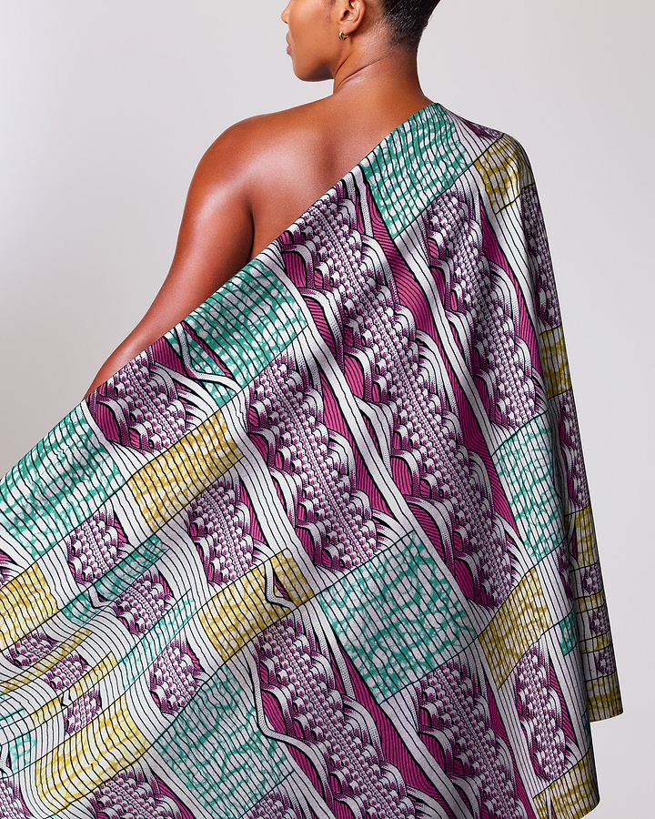 Vibrant one-shoulder wrap dress bold super-wax vls6220.003