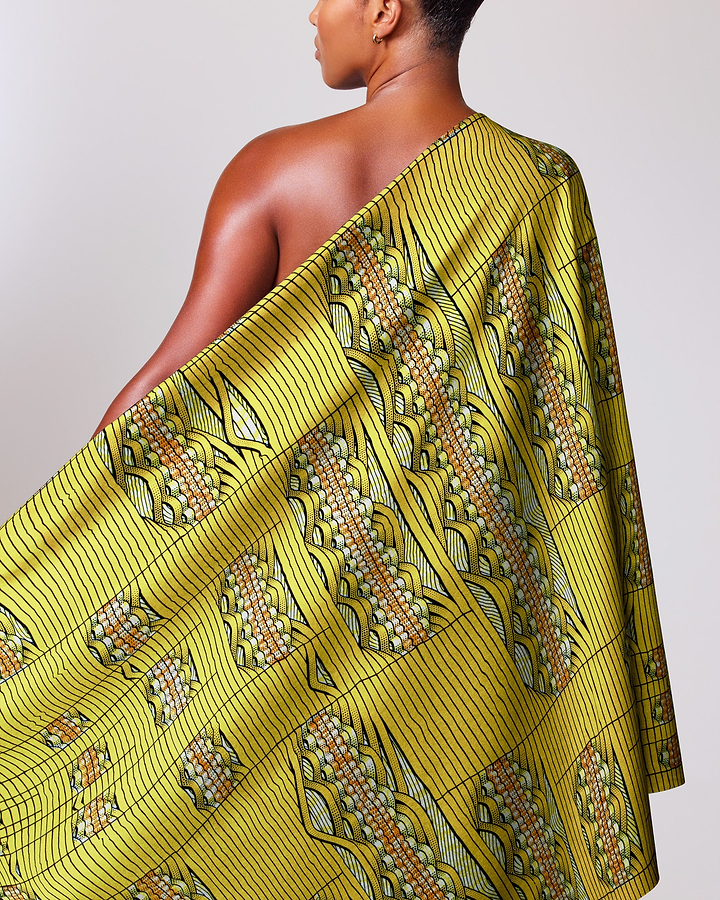 Vibrant yellow fabric intricate geometric super-wax vls6220.004