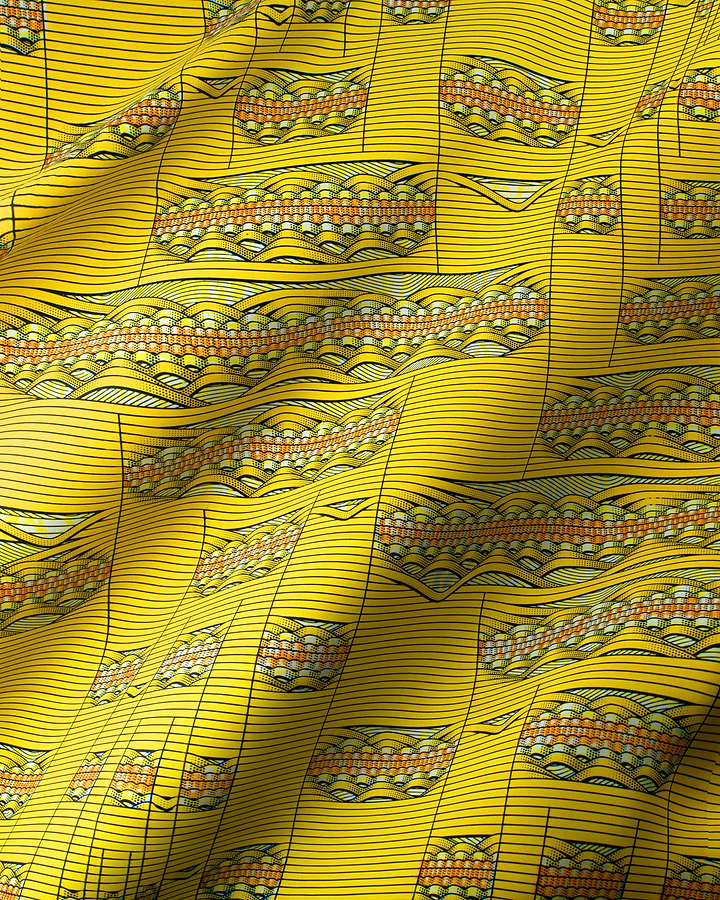 Vibrant yellow fabric intricate geometric super-wax vls6220.004