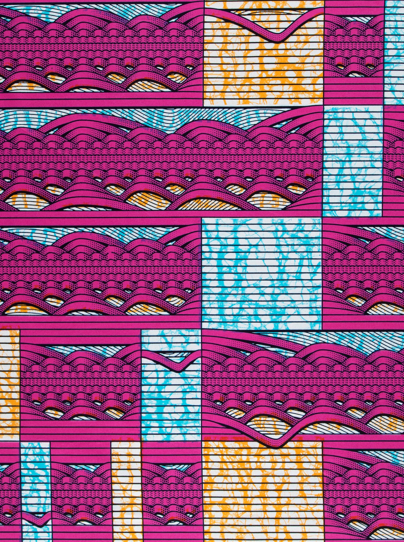Vibrant pink turquoise orange geometric-patterned super-wax vls6220.006