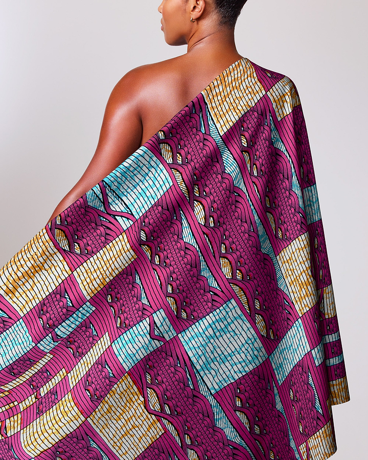 Vibrant one-shoulder wrap dress bold super-wax vls6220.006