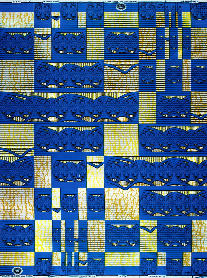 Vibrant blue yellow african print super-wax vls6220.007