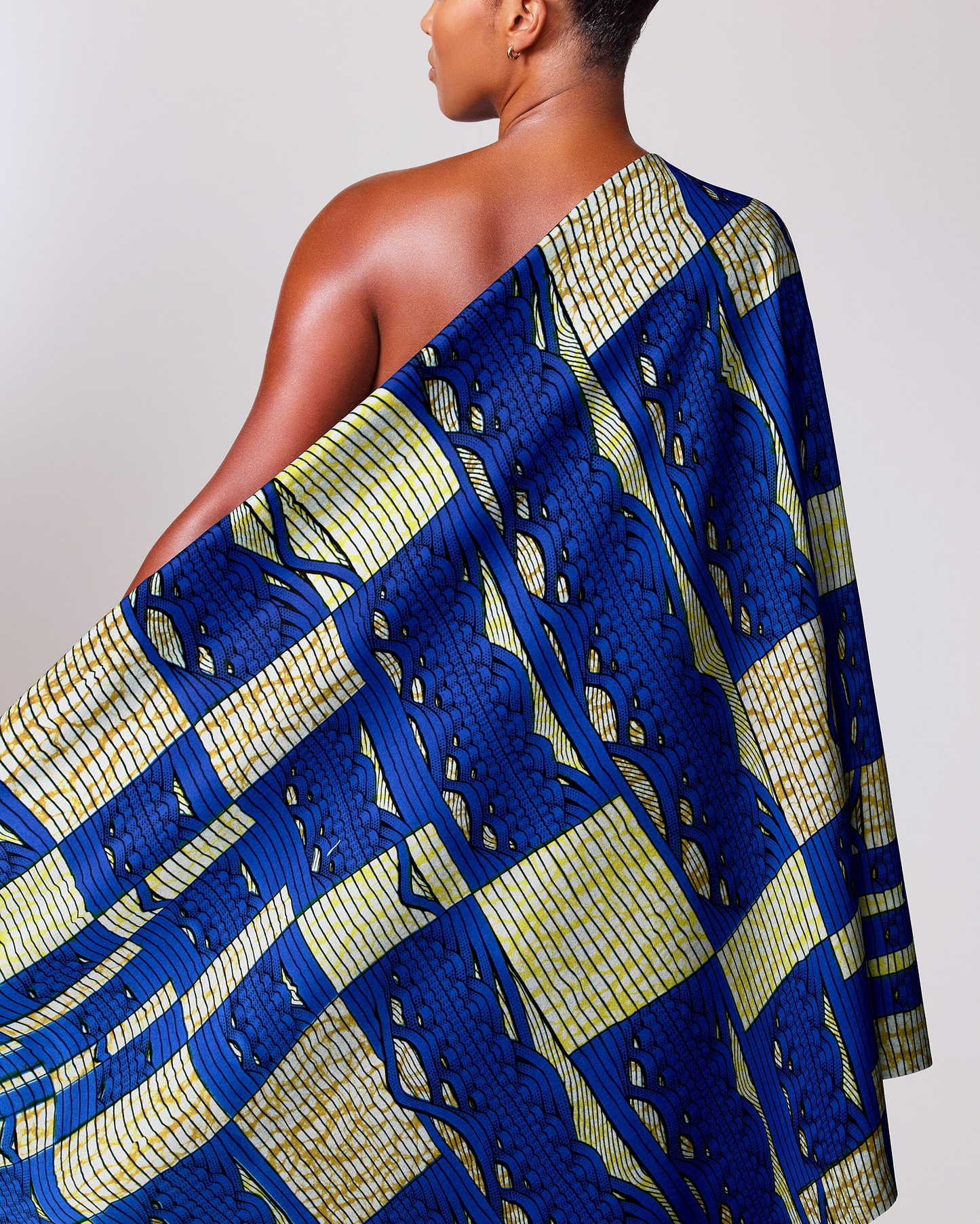 Vibrant blue yellow patterned fabric super-wax vls6220.007