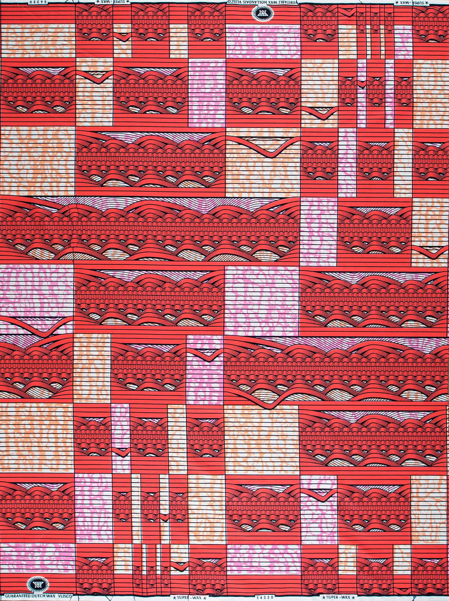 Vibrant red pink geometric-patterned african super-wax vls6220.008