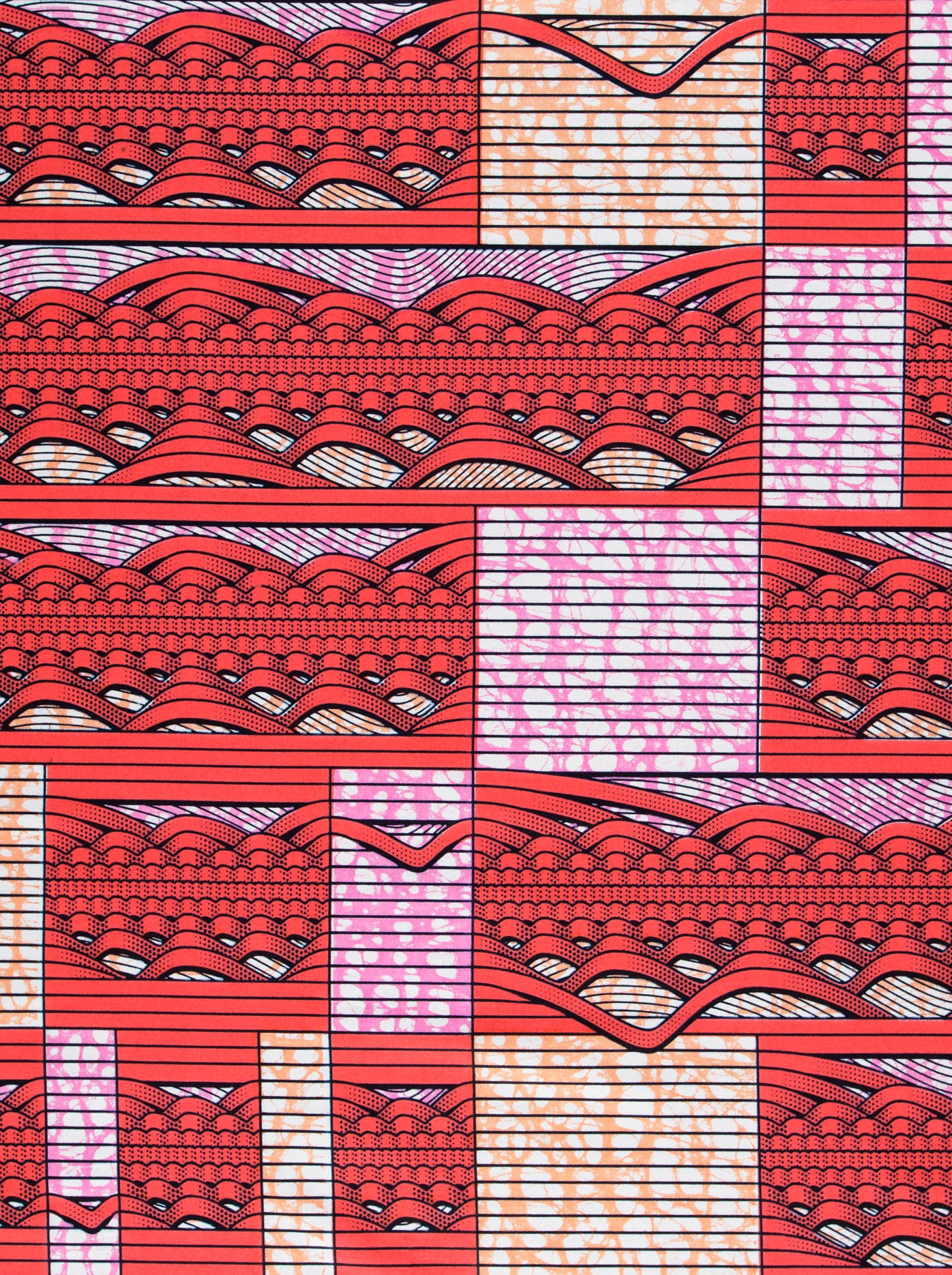 Vibrant red pink white geometric-patterned super-wax vls6220.008