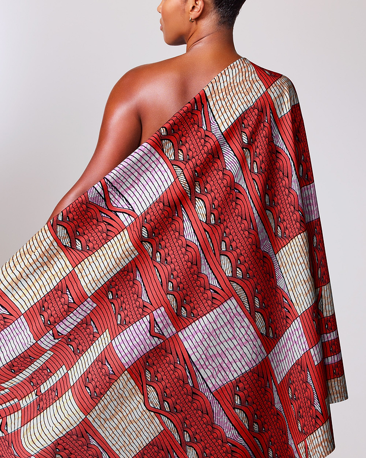 Vibrant red white beige patterned super-wax vls6220.008