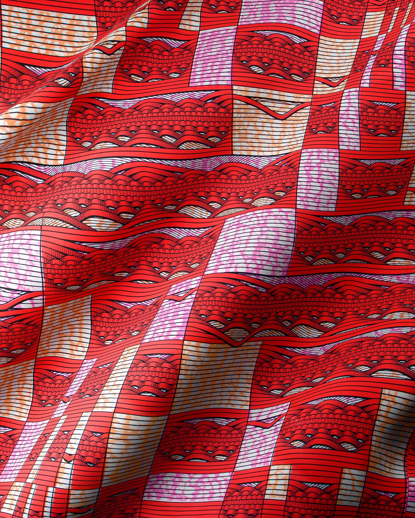 Vibrant red white beige patterned super-wax vls6220.008