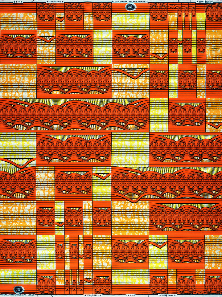 Vibrant orange yellow african print super-wax vls6220.009