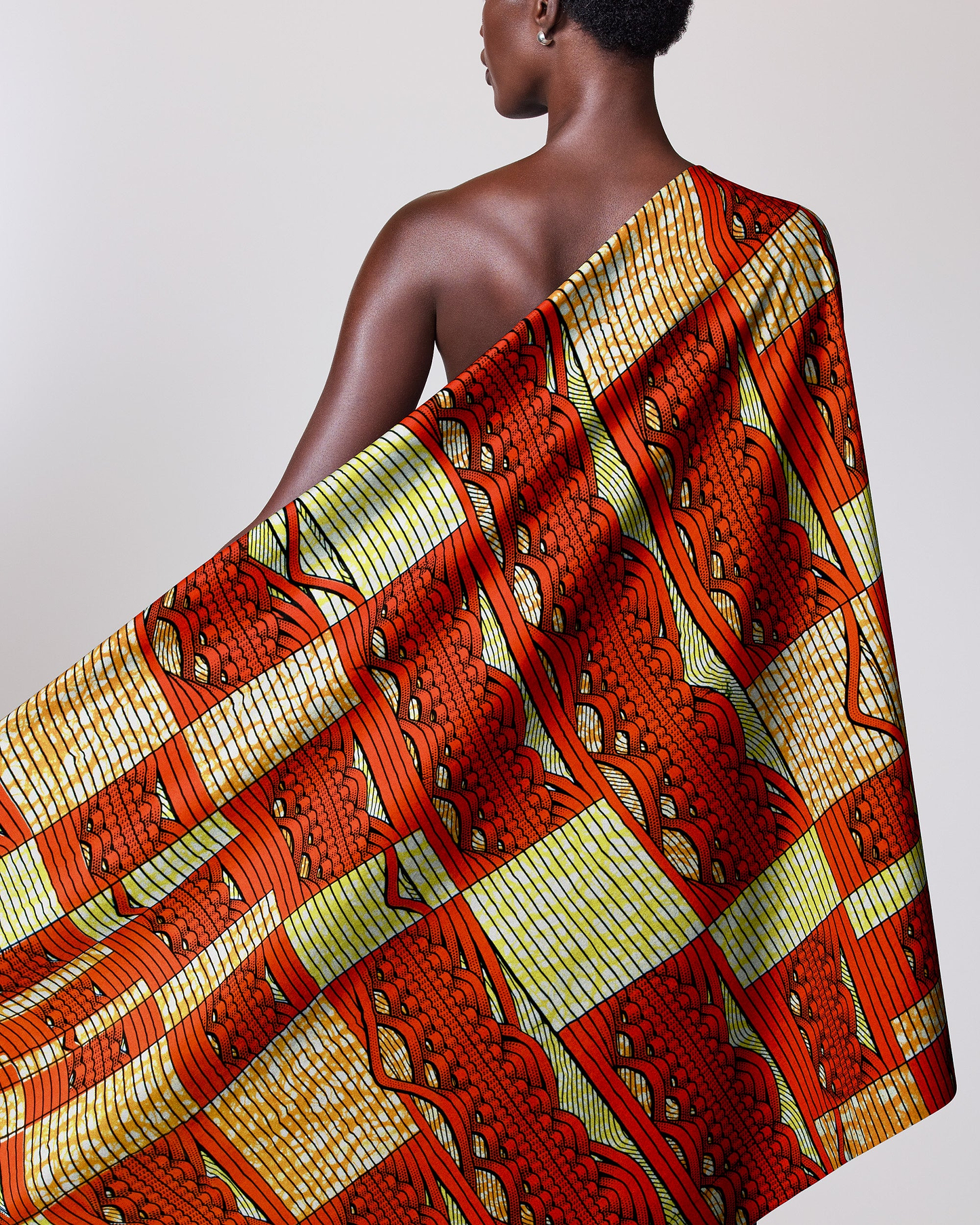 Vibrant red cream patterned fabric super-wax vls6220.009