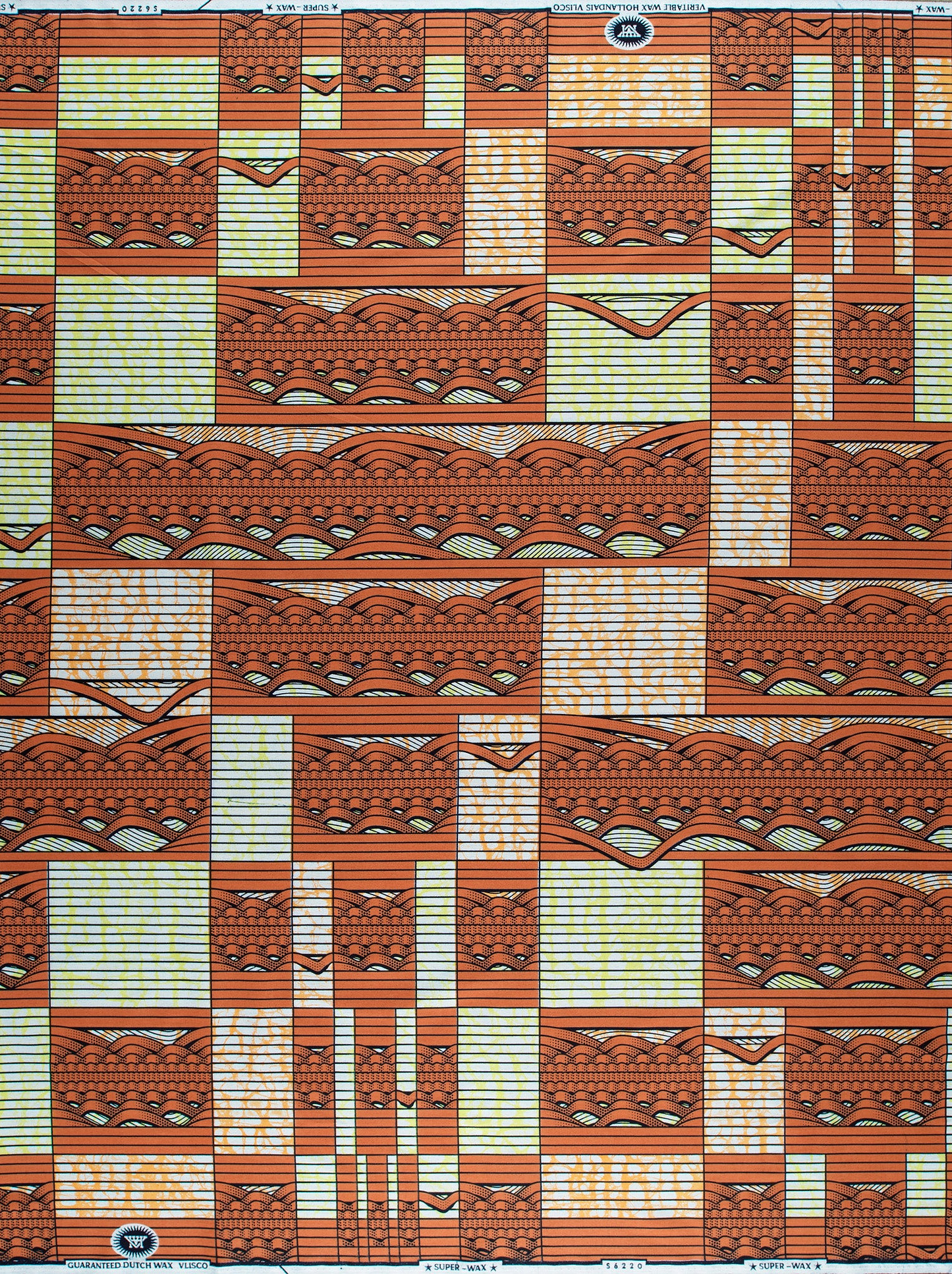 Vibrant orange cream-colored african print super-wax vls6220.011