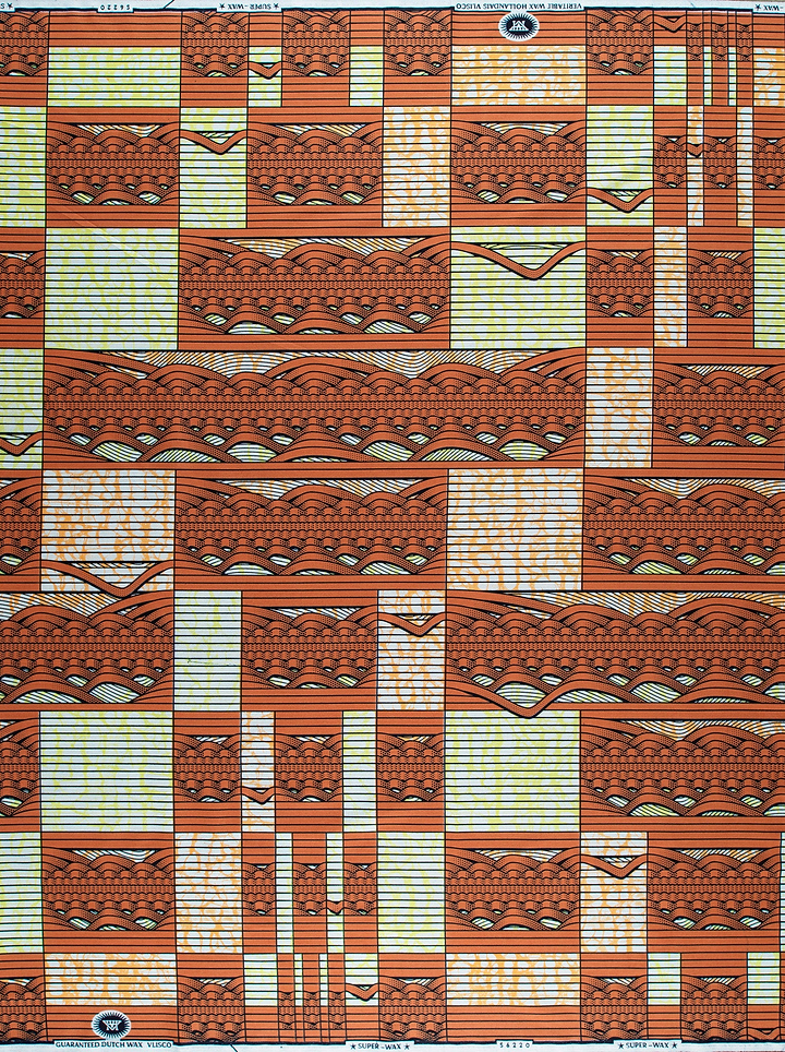 Vibrant orange cream-colored african print super-wax vls6220.011