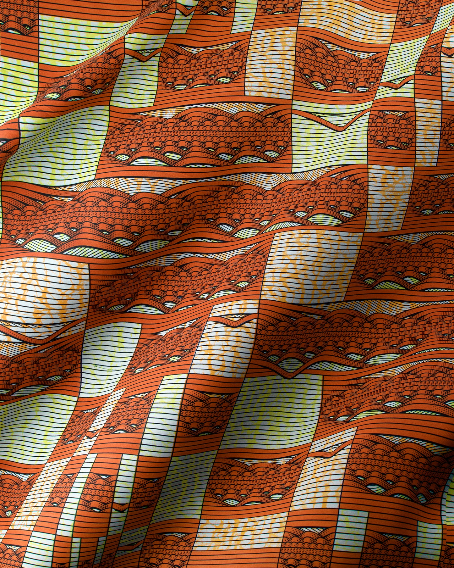Vibrant orange white patterned fabric super-wax vls6220.011