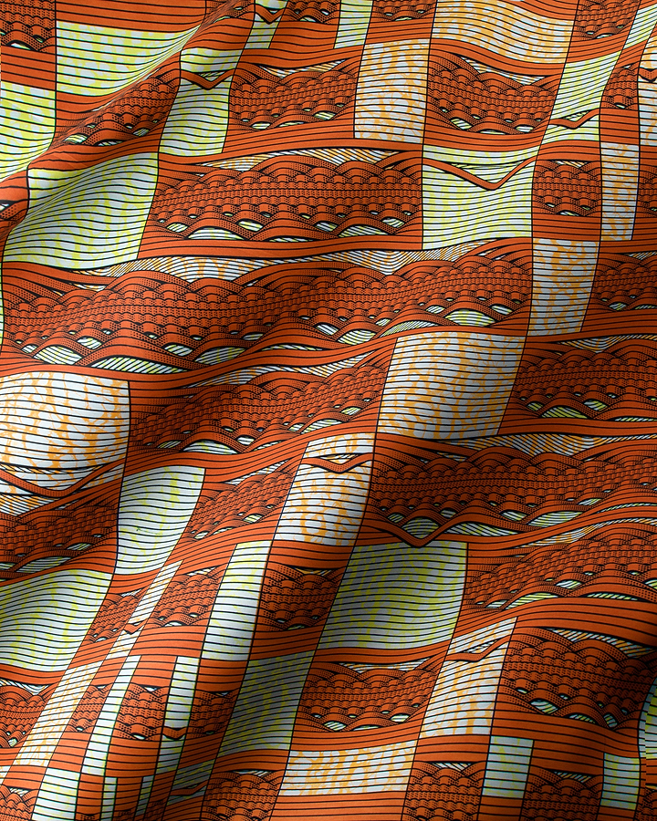 Vibrant orange white patterned fabric super-wax vls6220.011