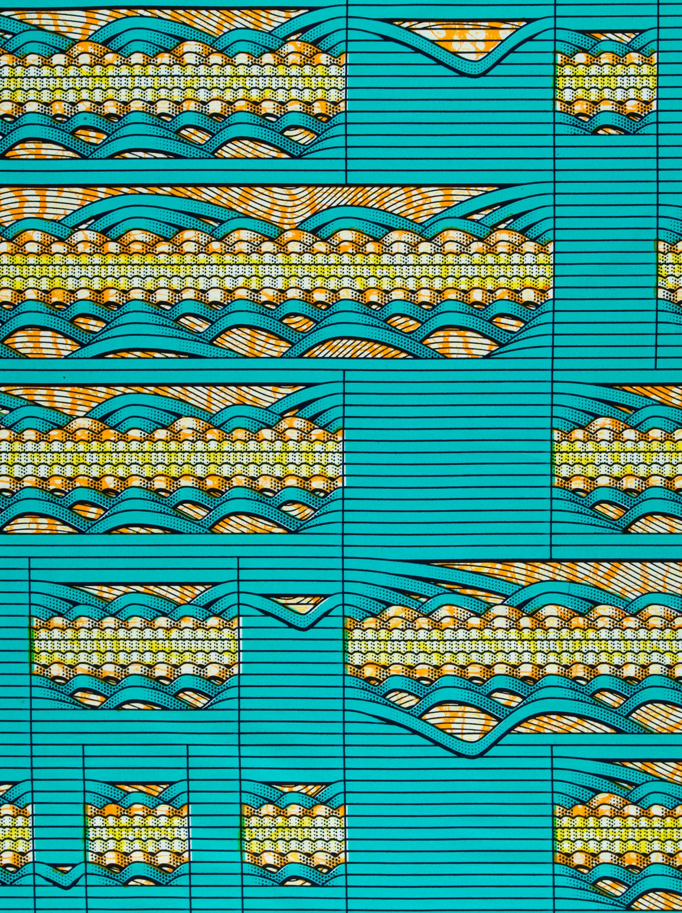 Vibrant turquoise fabric bold wave super-wax vls6220.012