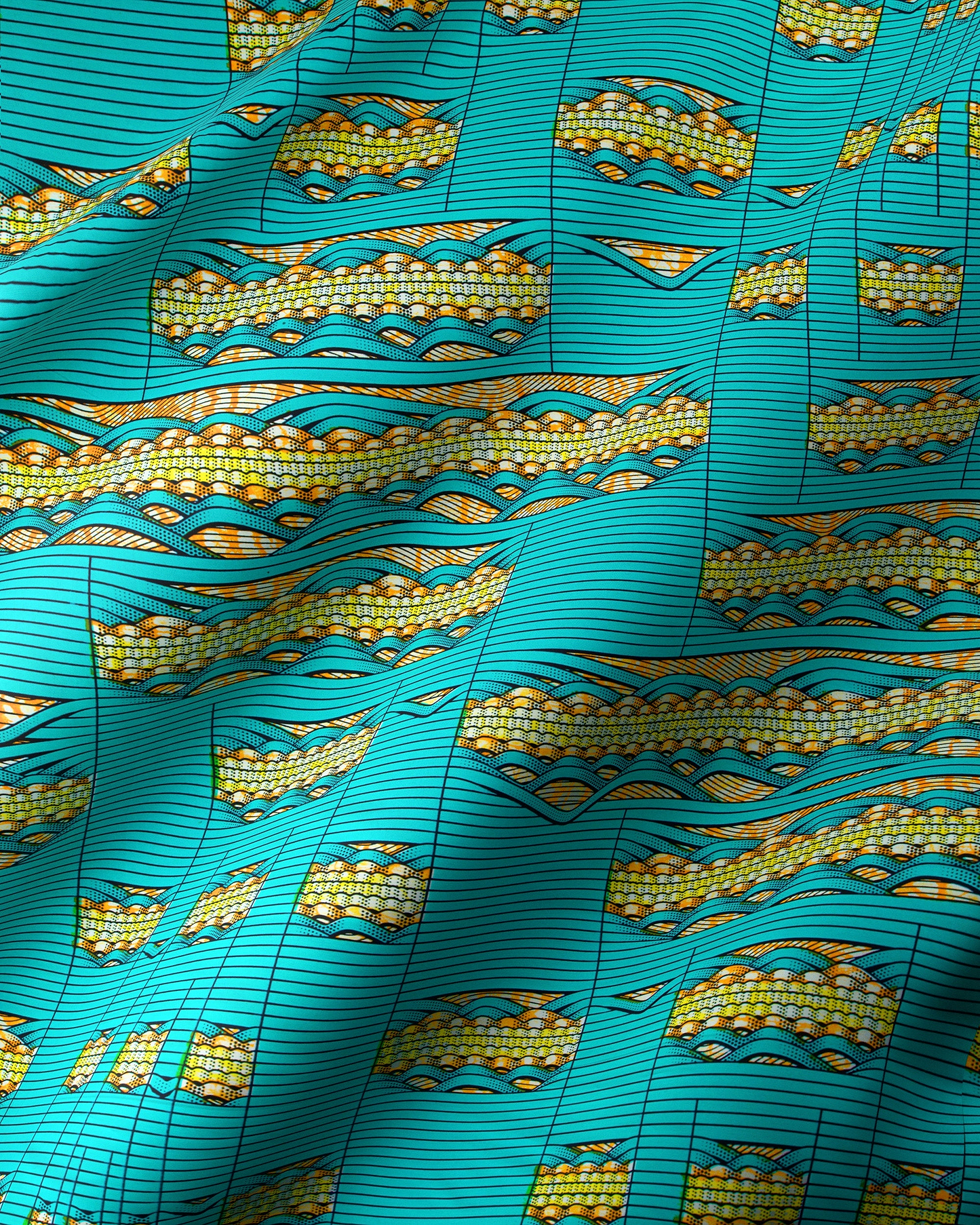 Vibrant turquoise fabric bold pattern super-wax vls6220.012