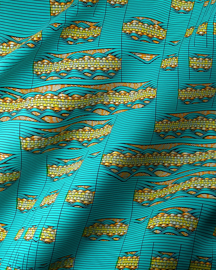 Vibrant turquoise fabric bold pattern super-wax vls6220.012