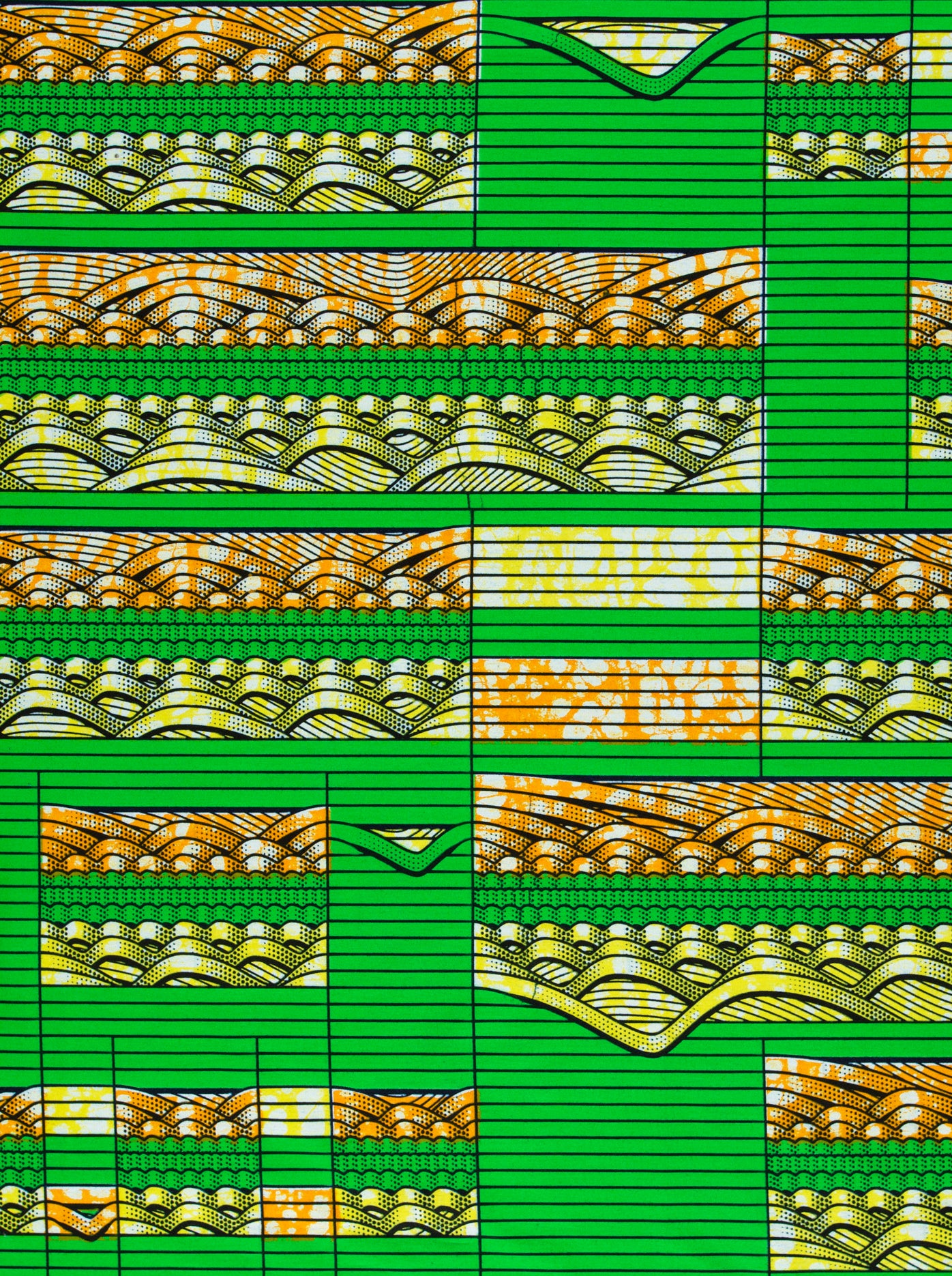 Vibrant green orange patterned fabric super-wax vls6220.013