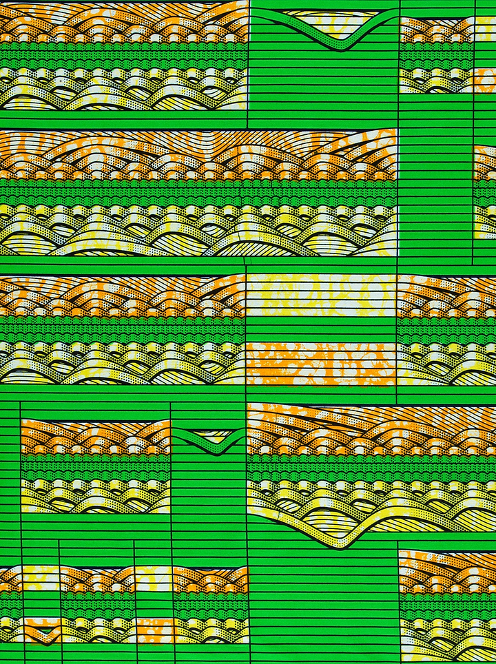 Vibrant green orange patterned fabric super-wax vls6220.013