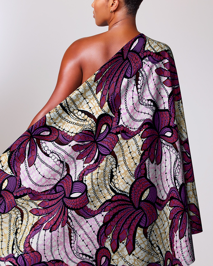 Vibrant one-shoulder wrap dress bold super-wax vls6394.025