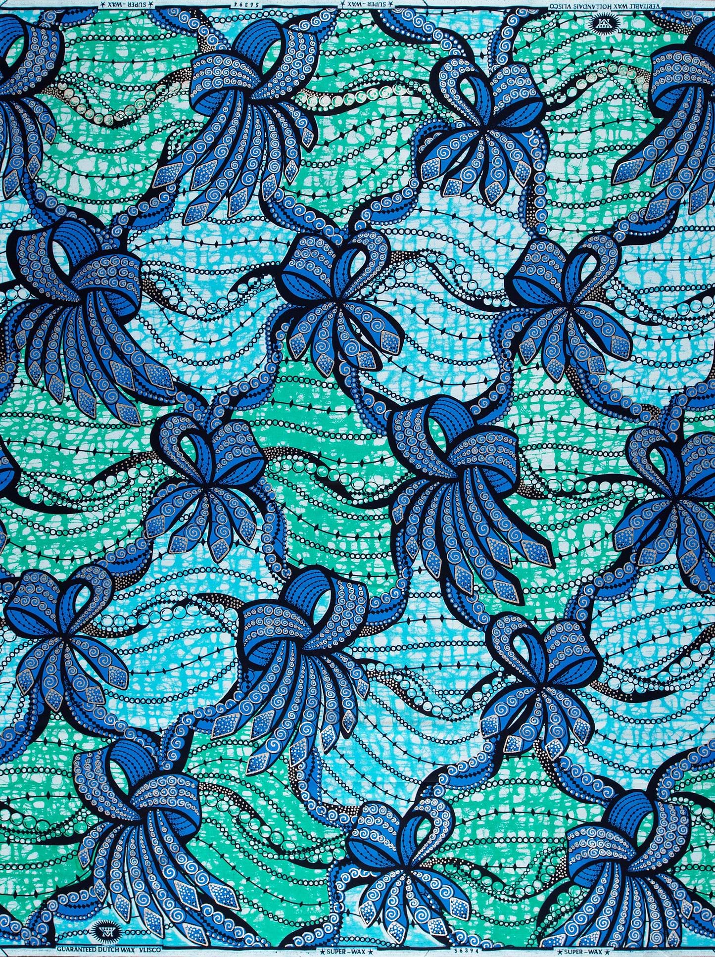 Vibrant blue teal african print super-wax vls6394.026
