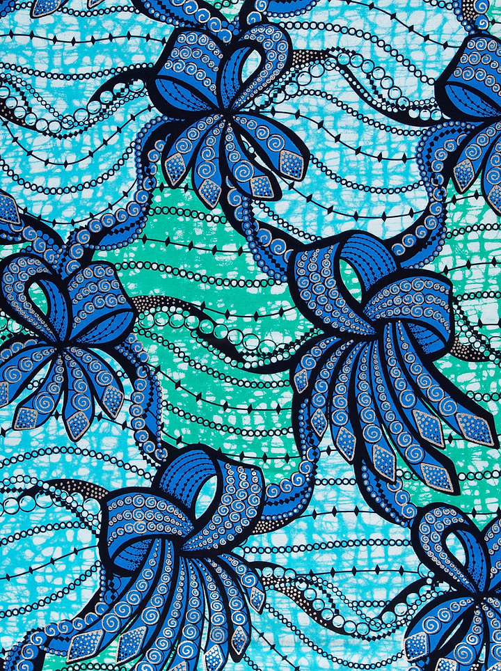 Vibrant blue green african print super-wax vls6394.026
