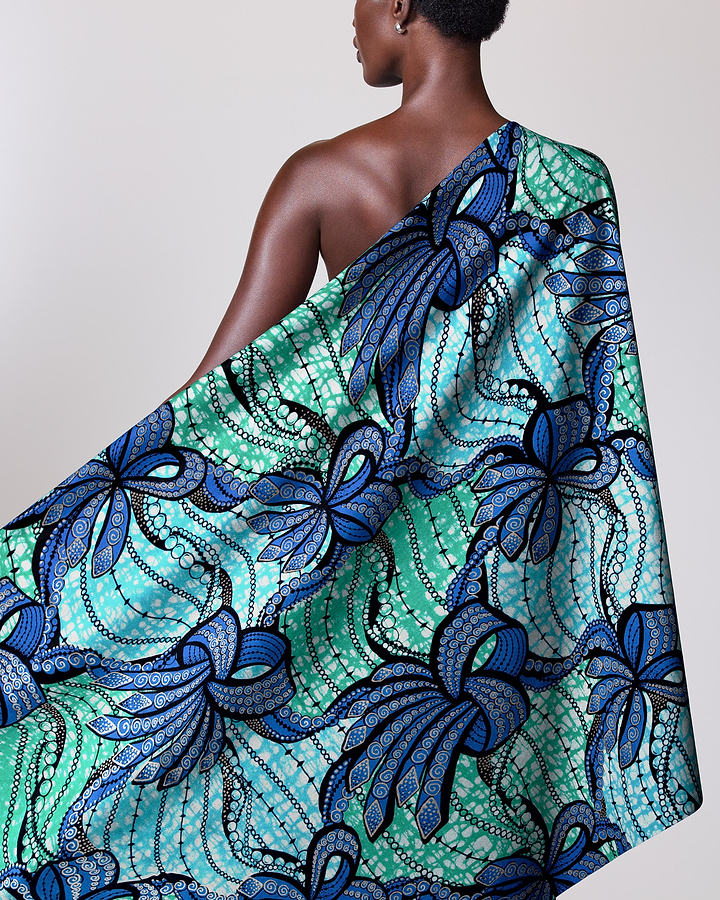 Vibrant green blue patterned fabric super-wax vls6394.026