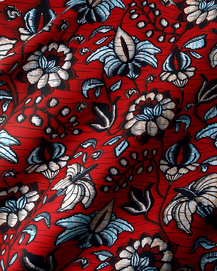 Vibrant red fabric adorned intricate super-wax vls6412.002