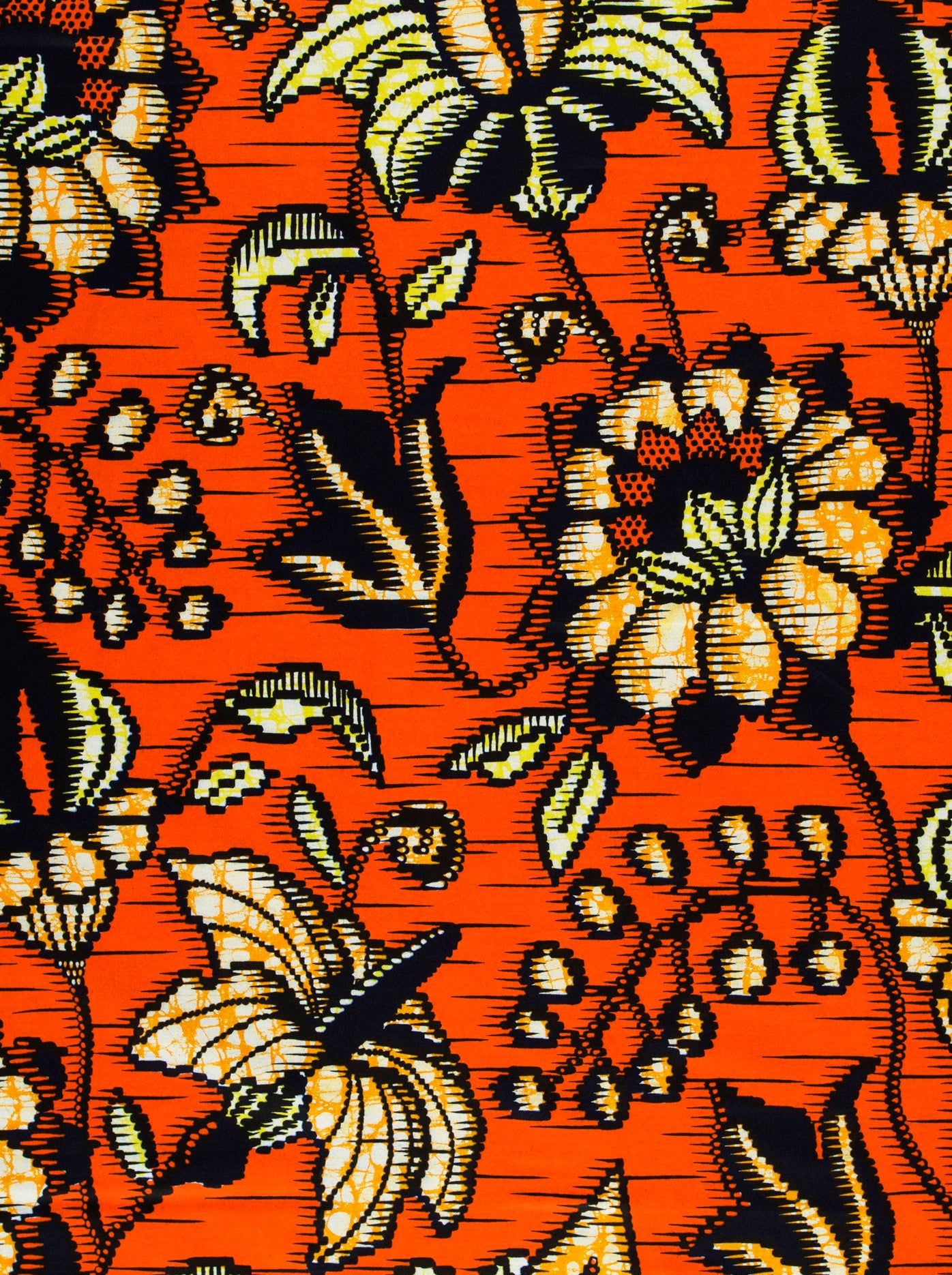 Vibrant orange fabric bold black super-wax vls6412.003