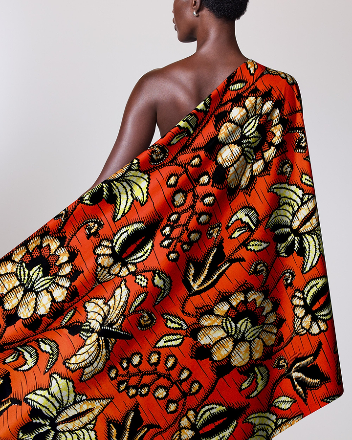 Vibrant orange african print fabric super-wax vls6412.003