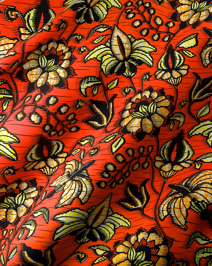 Vibrant red fabric bold yellow super-wax vls6412.003