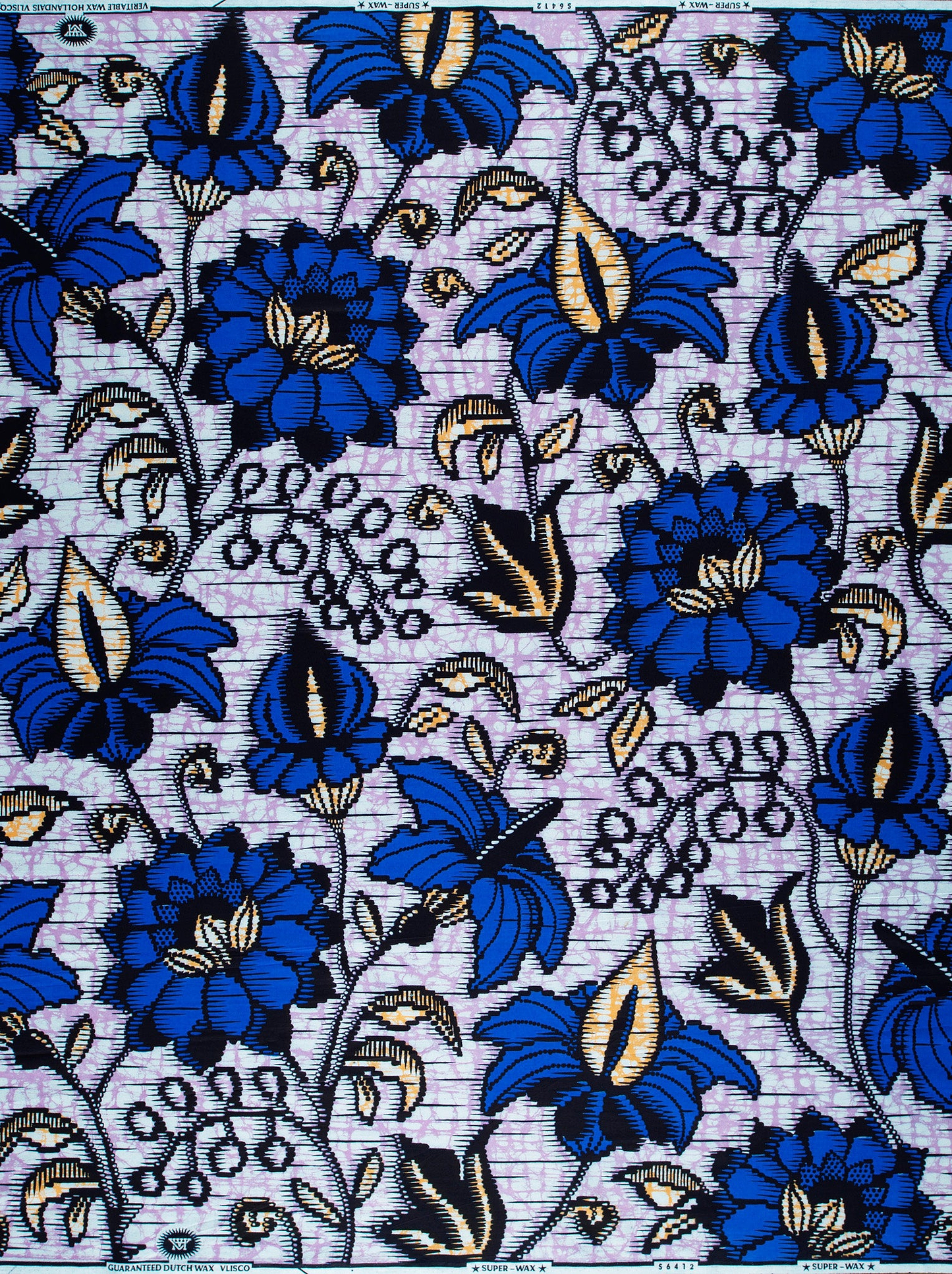 Vibrant blue floral fabric bold super-wax vls6412.005