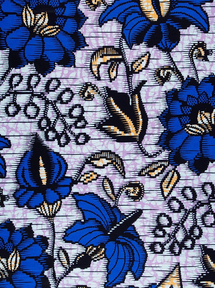 Vibrant blue gold floral patterned super-wax vls6412.005