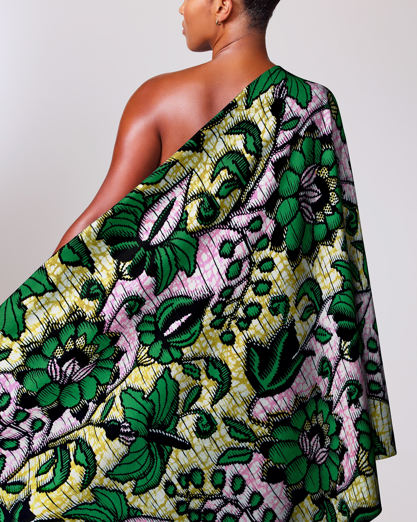Vibrant one-shoulder wrap dress bold super-wax vls6412.006