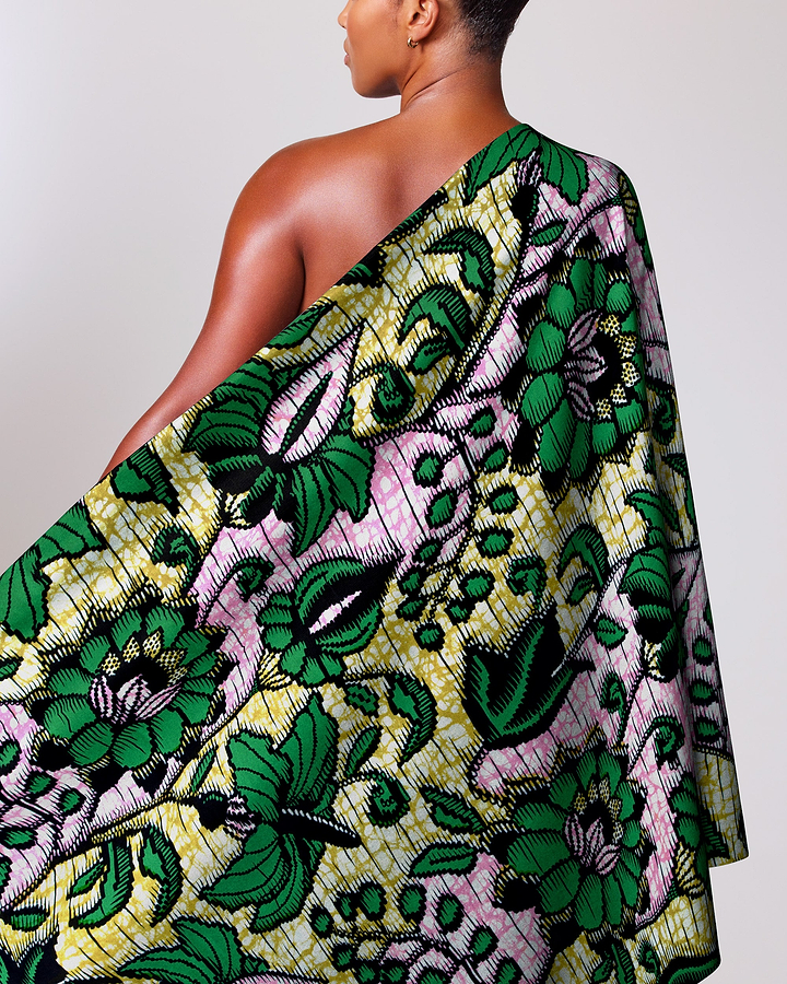Vibrant one-shoulder wrap dress bold super-wax vls6412.006