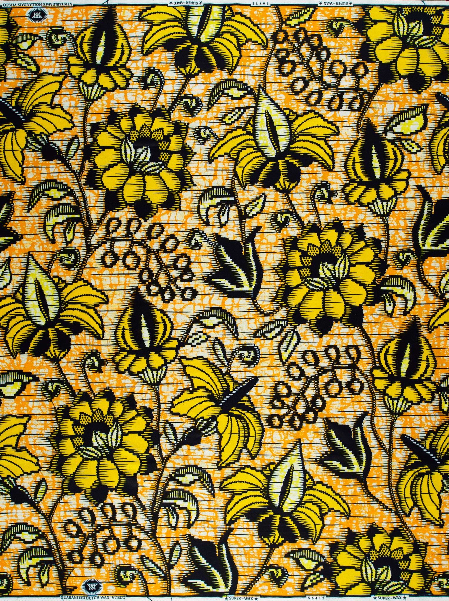 Vibrant orange fabric bold yellow super-wax vls6412.007
