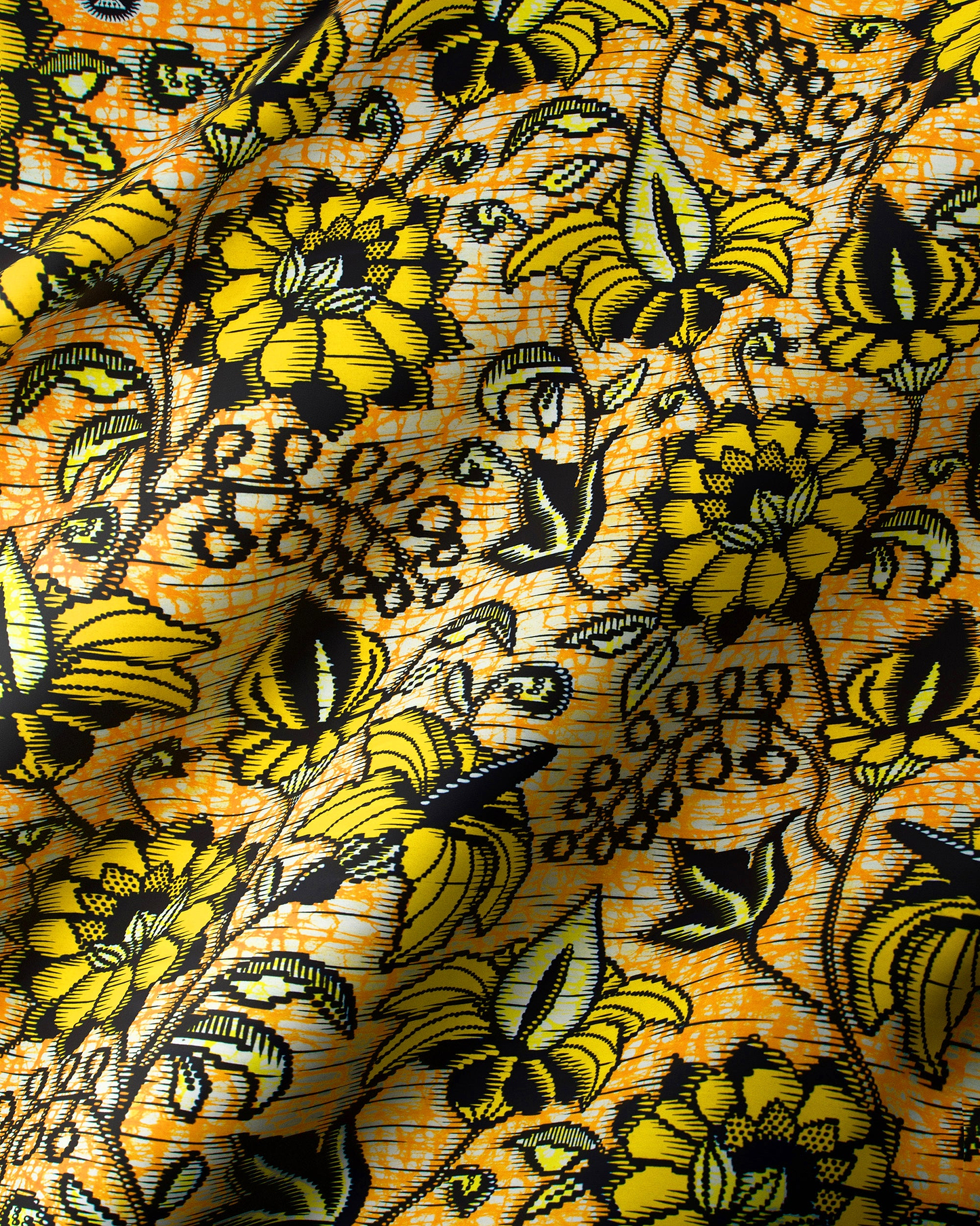 Vibrant orange fabric bold yellow super-wax vls6412.007