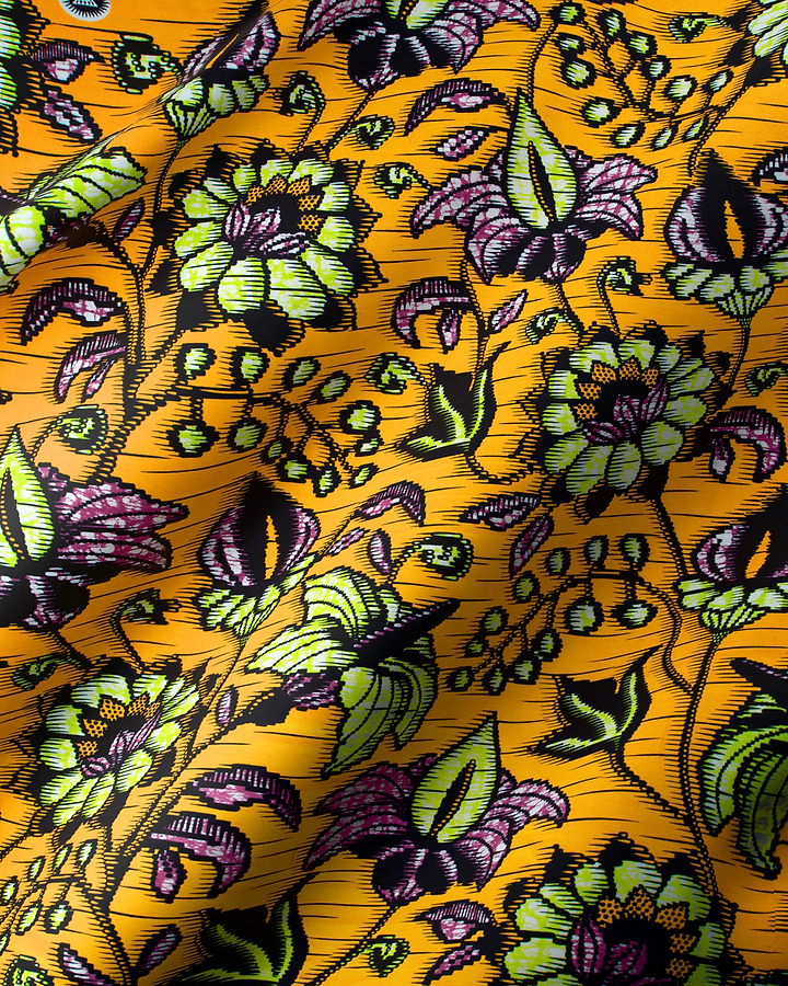 Vibrant orange fabric bold pattern super-wax vls6412.008