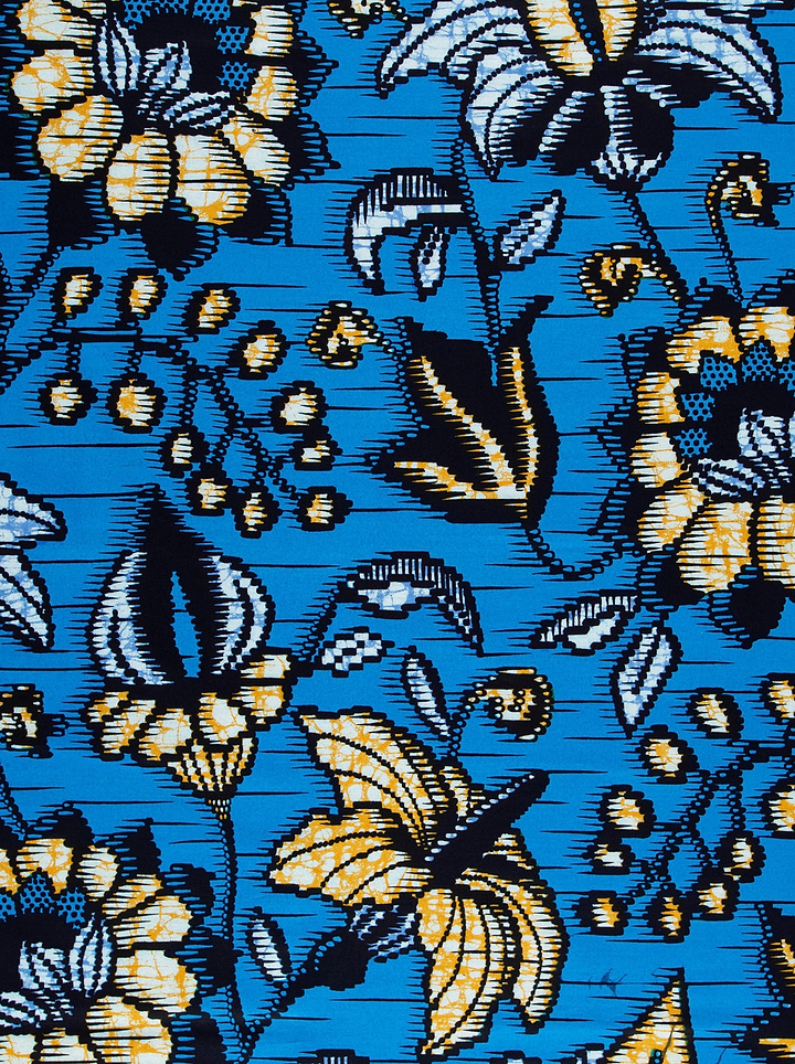 Vibrant blue fabric adorned bold super-wax vls6412.009