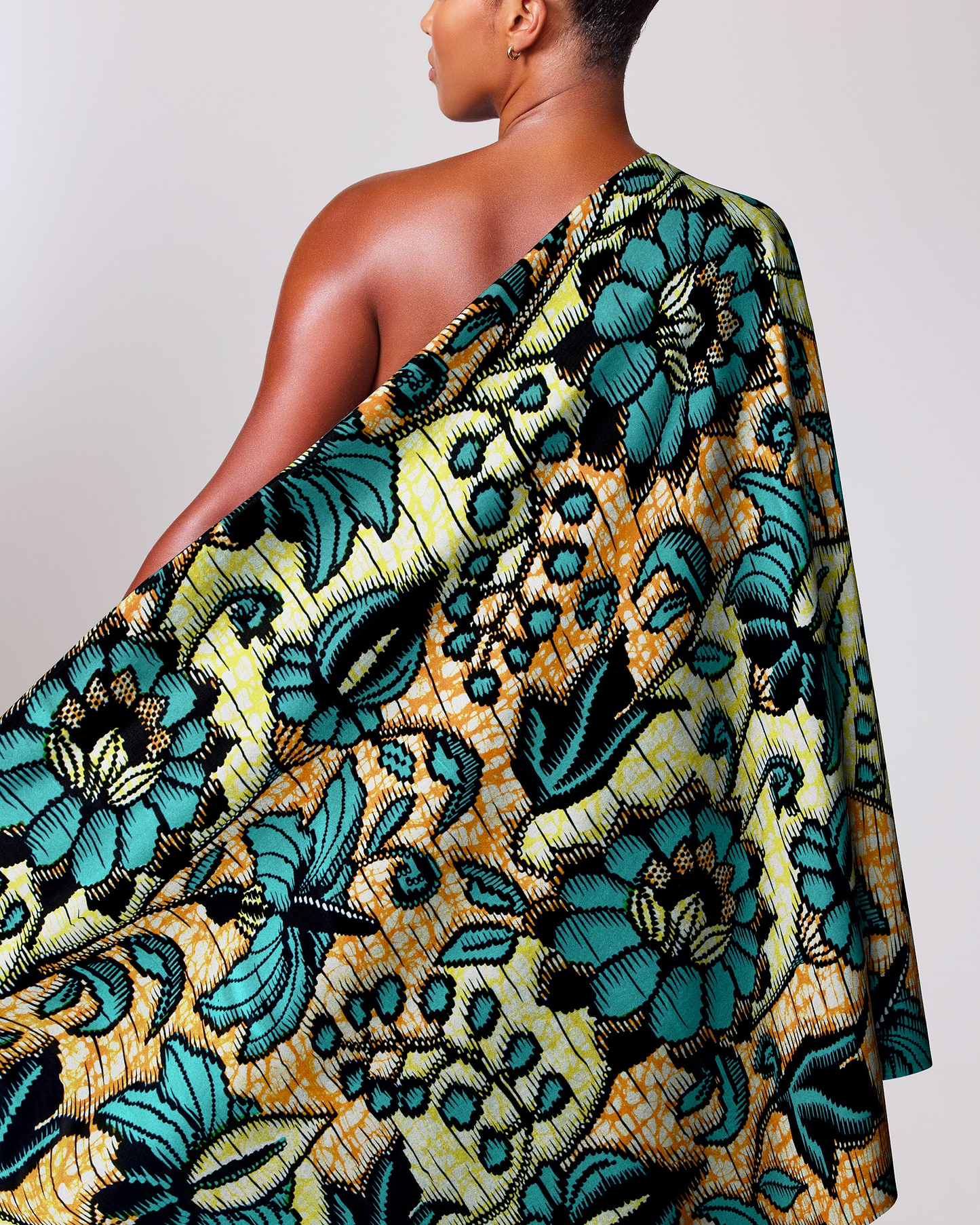 Vibrant one-shoulder wrap dress bold super-wax vls6412.010