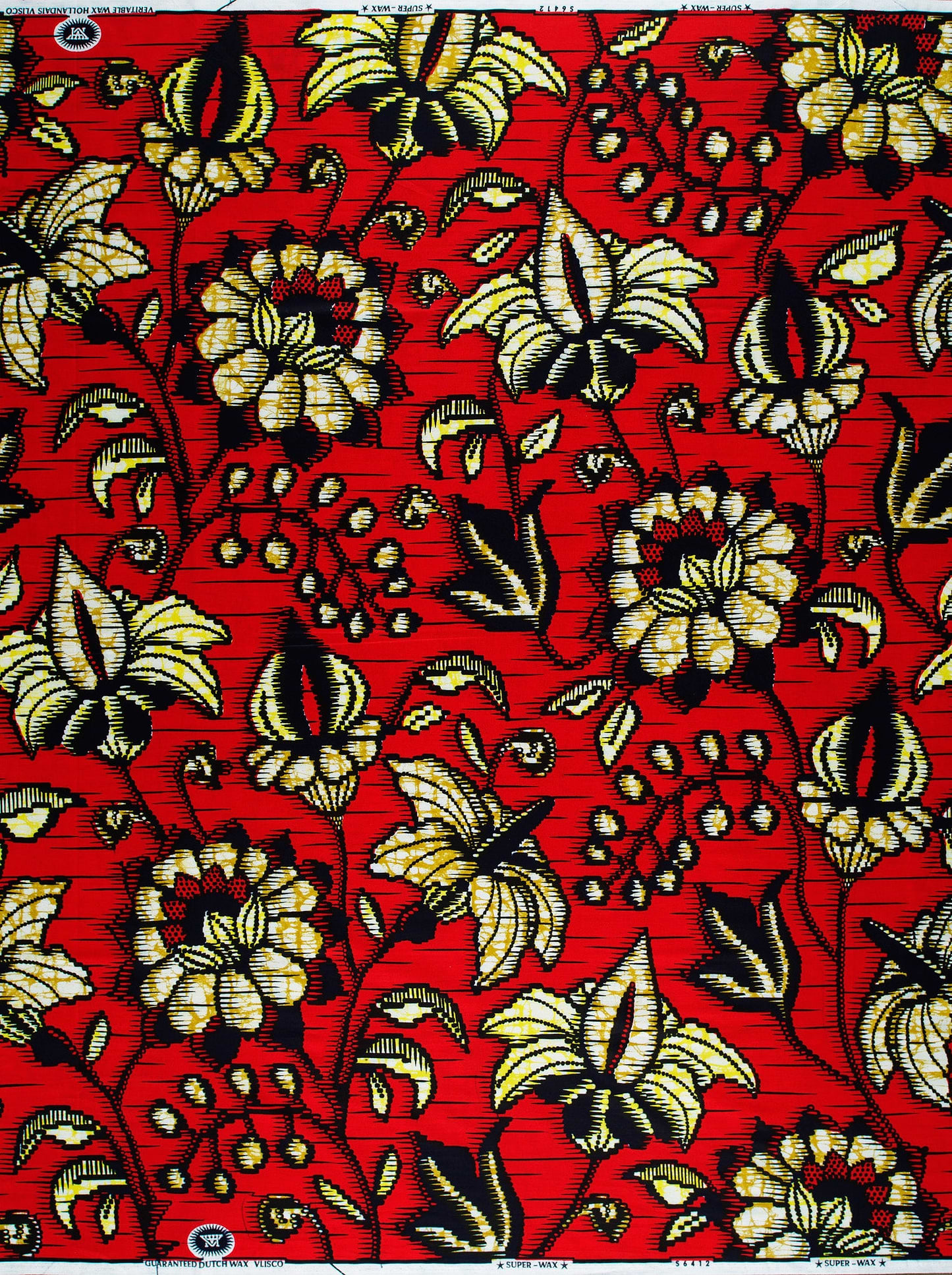Vibrant red african print fabric super-wax vls6412.012