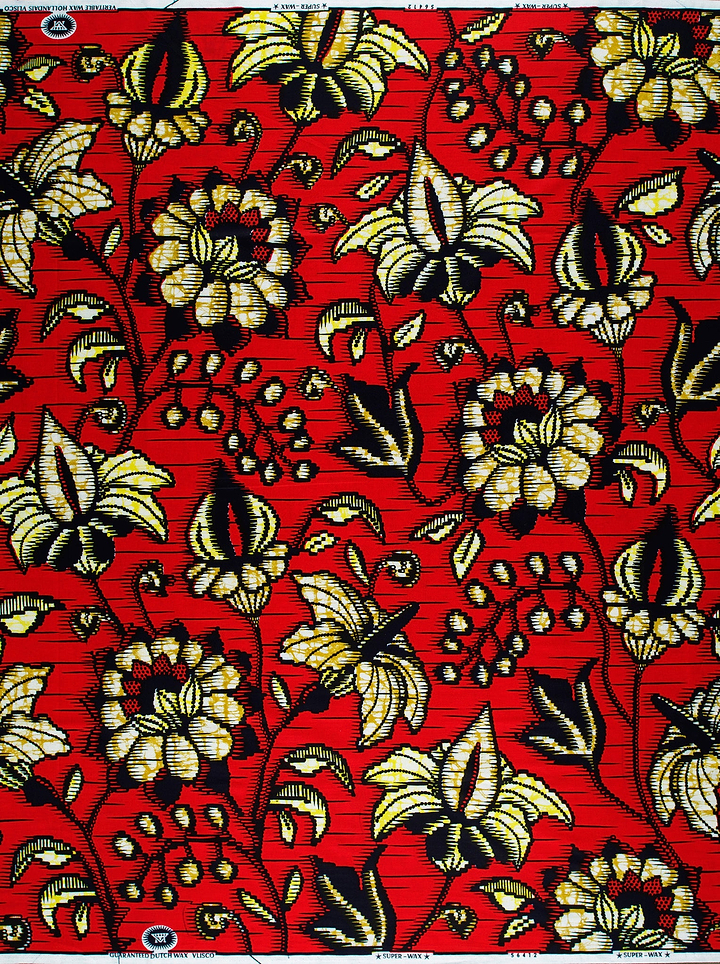 Vibrant red african print fabric super-wax vls6412.012