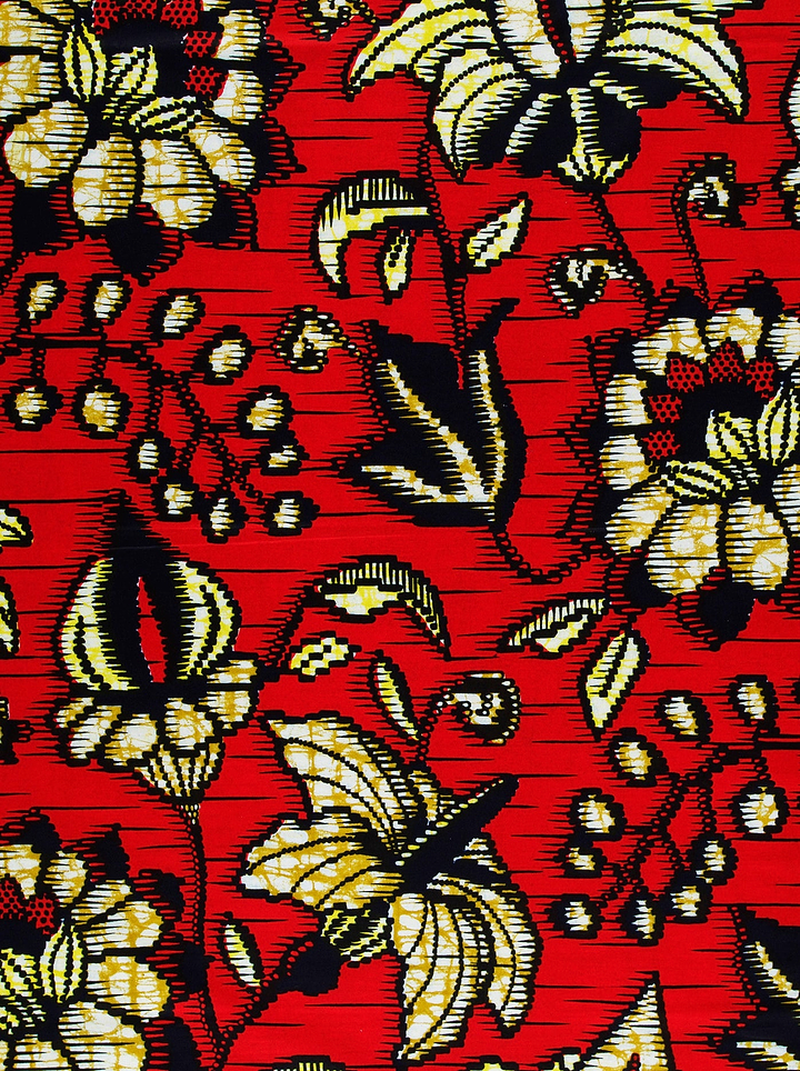 Vibrant red fabric bold yellow super-wax vls6412.012