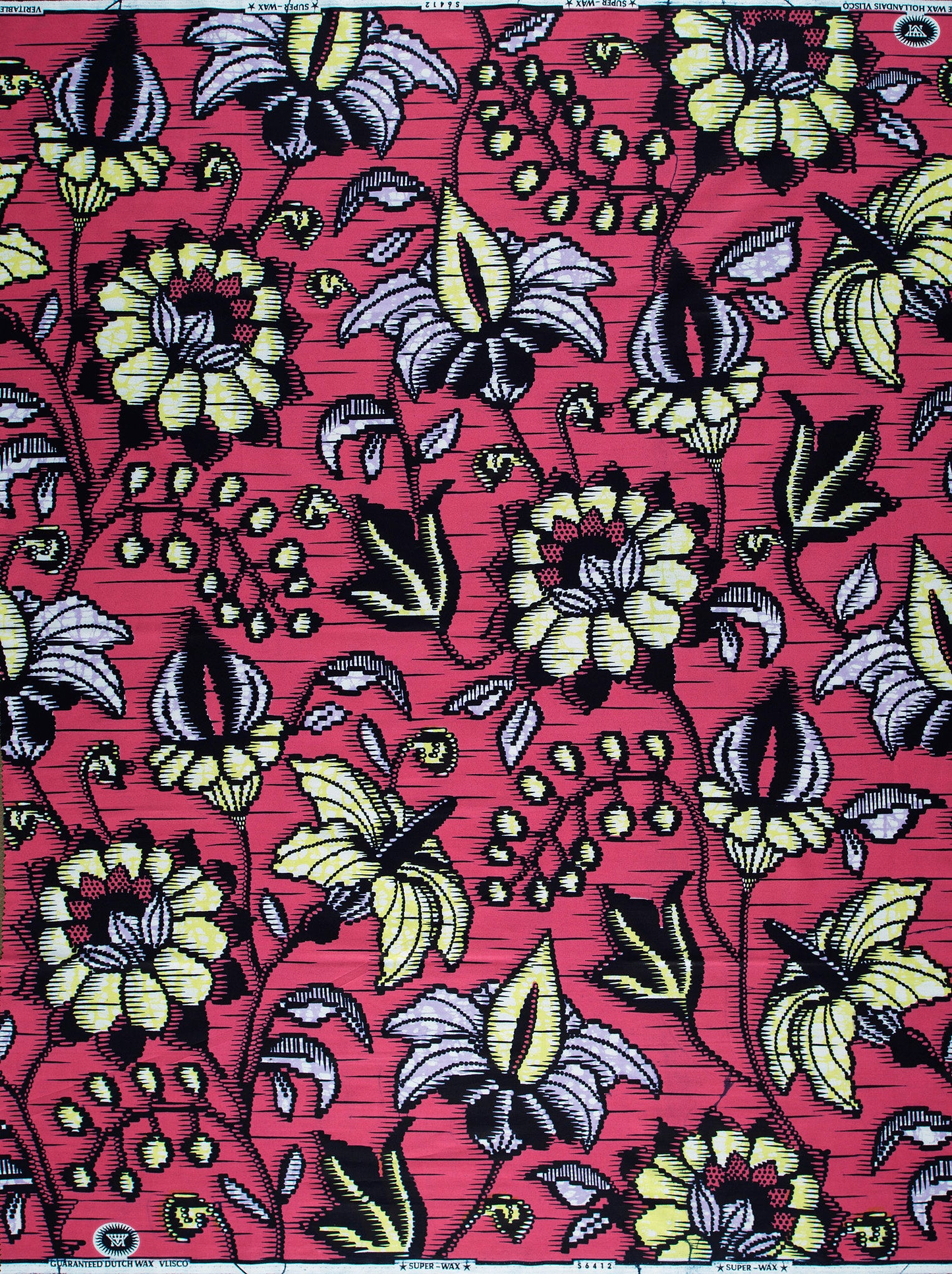 Vibrant red fabric bold pattern super-wax vls6412.013