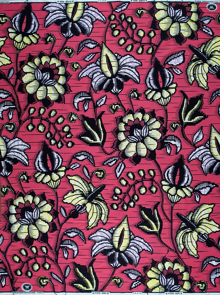Vibrant red fabric bold pattern super-wax vls6412.013