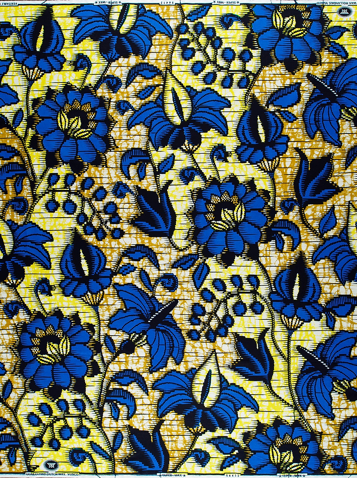 Vibrant blue floral patterned fabric super-wax vls6412.015