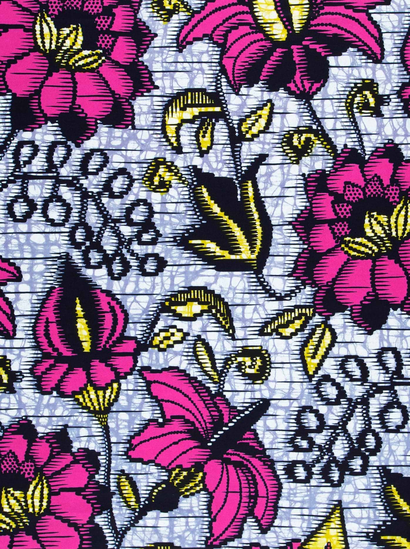 Vibrant pink yellow floral patterned super-wax vls6412.016